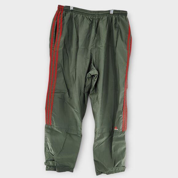 Adidas Windbreaker Track Pants Men's XL Gray Green Red Stripe Mesh Lined Active - Picture 1 of 7